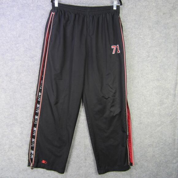 Starter Tearaway Pants Mens Medium Black Red 71 Logo Snap Track Athletic - Picture 1 of 9